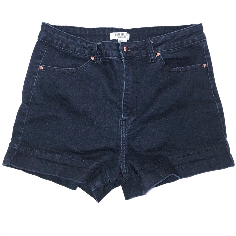 Forever 21 High Waist Dark Wash Blue Jean Shorts
